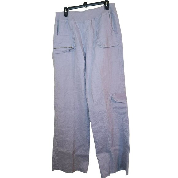 Soft Surroundings Womens LG/TALL Gray Wide Leg Elastic Waist Pull On Cargo Pants - Picture 1 of 12
